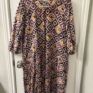 Matta Purple and Yellow Geometric Mini Dress